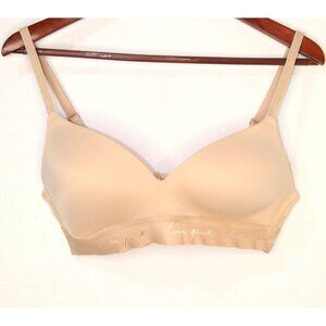 PINK Victoria's Secret 36C Beige Pink Solid Wear Everywhere Wireless Lightly Bra